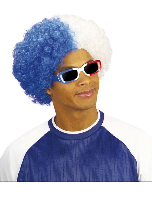 Two Tone Curly Wig Blue White Novelties Parties Direct Ltd